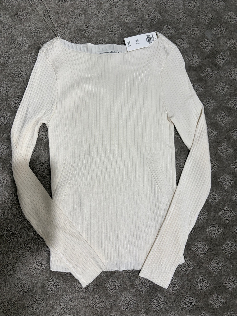 Abercrombie & Fitch Cream Ribbed Boatneck Sweater